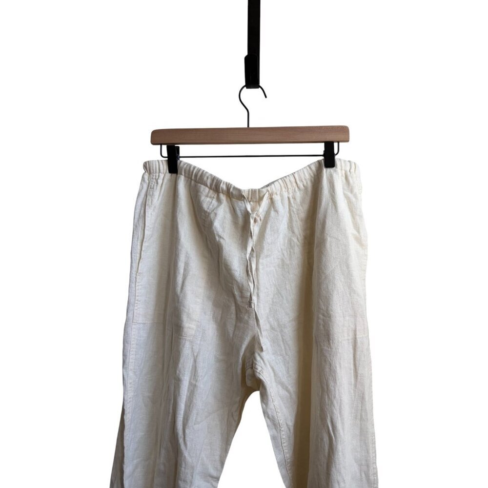 NWT Calvin Klein Creme Linen Wide Leg Pants Draw String Waist size L - Picture 5 of 11